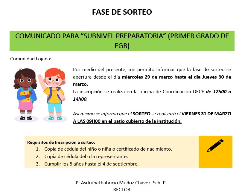 Admisiones: Fase 2 SUBNIVEL PREPRARATORIA